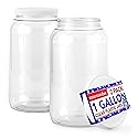 Stock Your Home 1 Gallon Clear Plastic Jars with Lids (2 Pack) 128 oz Wide Mouth Large Jar with Lid, Big Container for Candy, Cookies, Arts & Crafts…