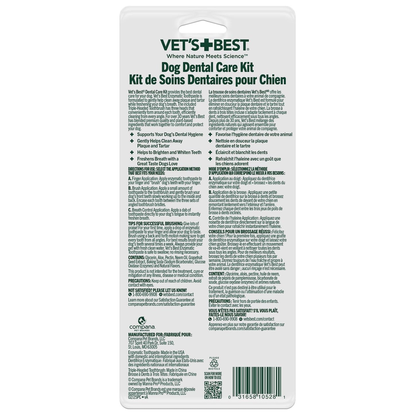 Vet's Best Dog Toothbrush & Toothpaste Kit – Plaque Remover, Whitens Teeth, Freshens Breath, Vet Formula with Finger Brush