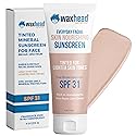 Waxhead Tinted Mineral Face Sunscreen SPF 31, 25% Non-Nano Zinc Oxide, Fragrance-Free, Non-Comedogenic, Tinted Moisturizer & Makeup Primer for Daily