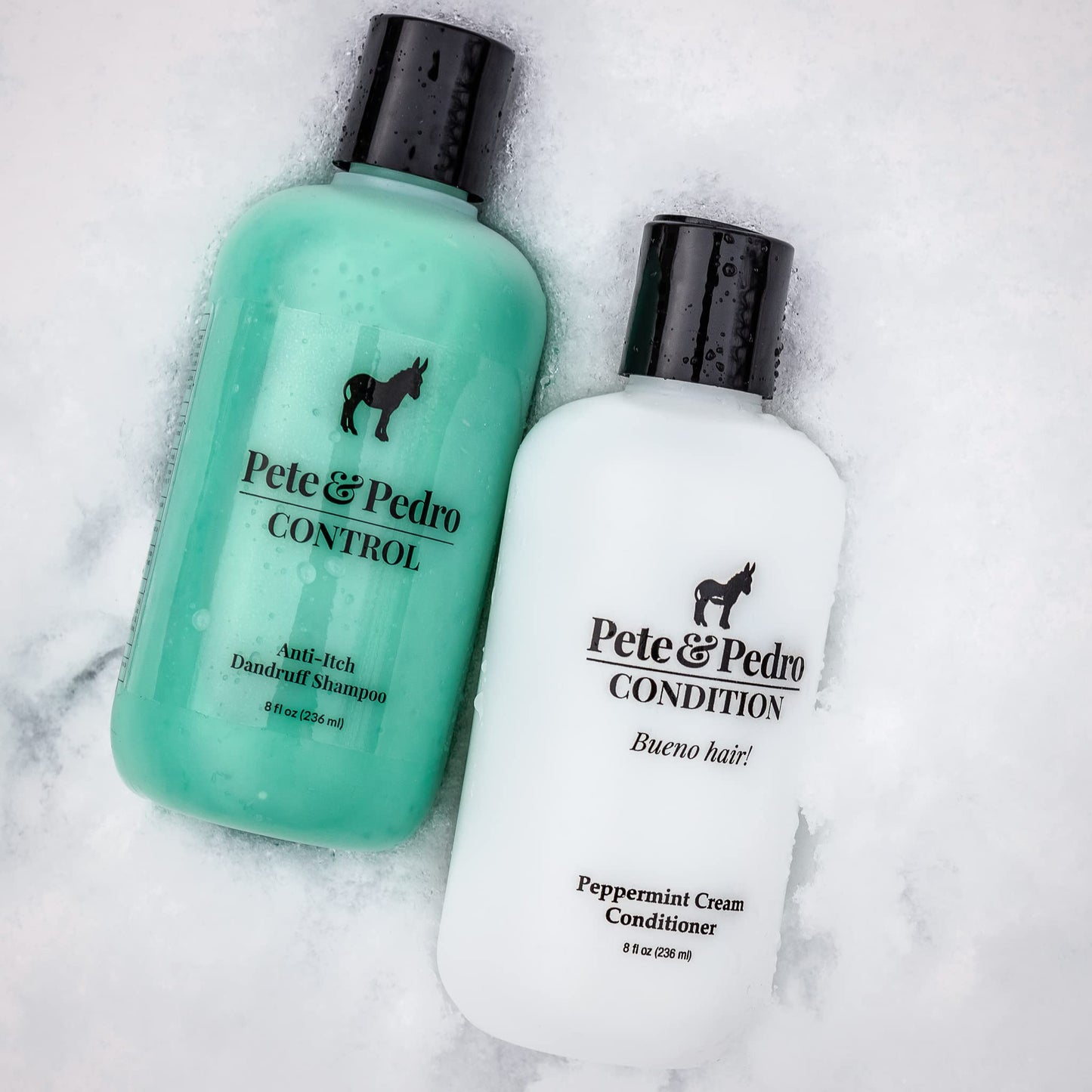 Pete and Pedro Control and Conditon Combo | Extra-Strength Dandruff & Anti-Itch Medicated Coal Tar Peppermint Shampoo Plus Restorative Peppermint