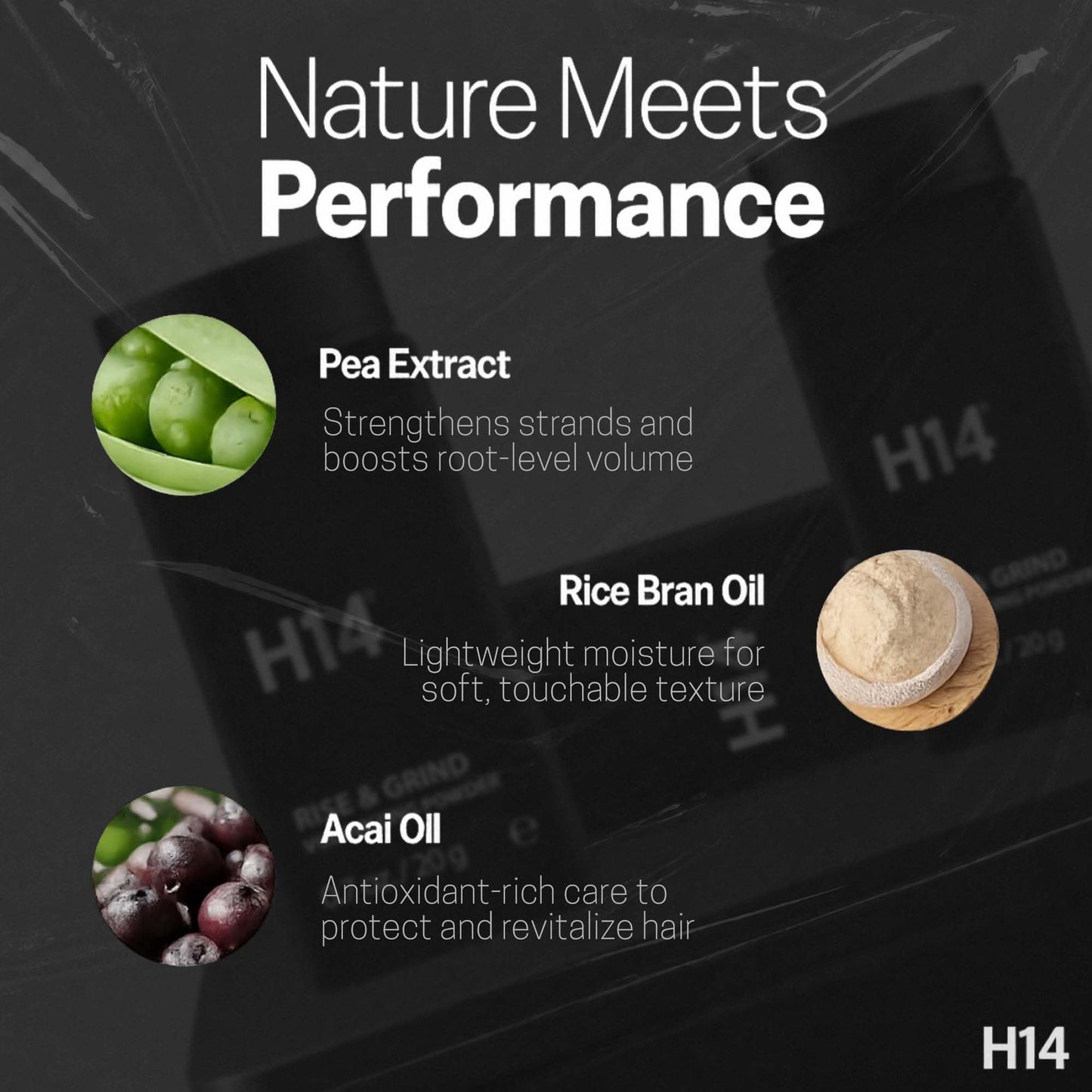 H14 Rise & Grind Hair Powder for Men - Volumizing Matte Finish Styling Dust with Extra Hold - Lightweight Thickening Powder with Pea Extract & Acai