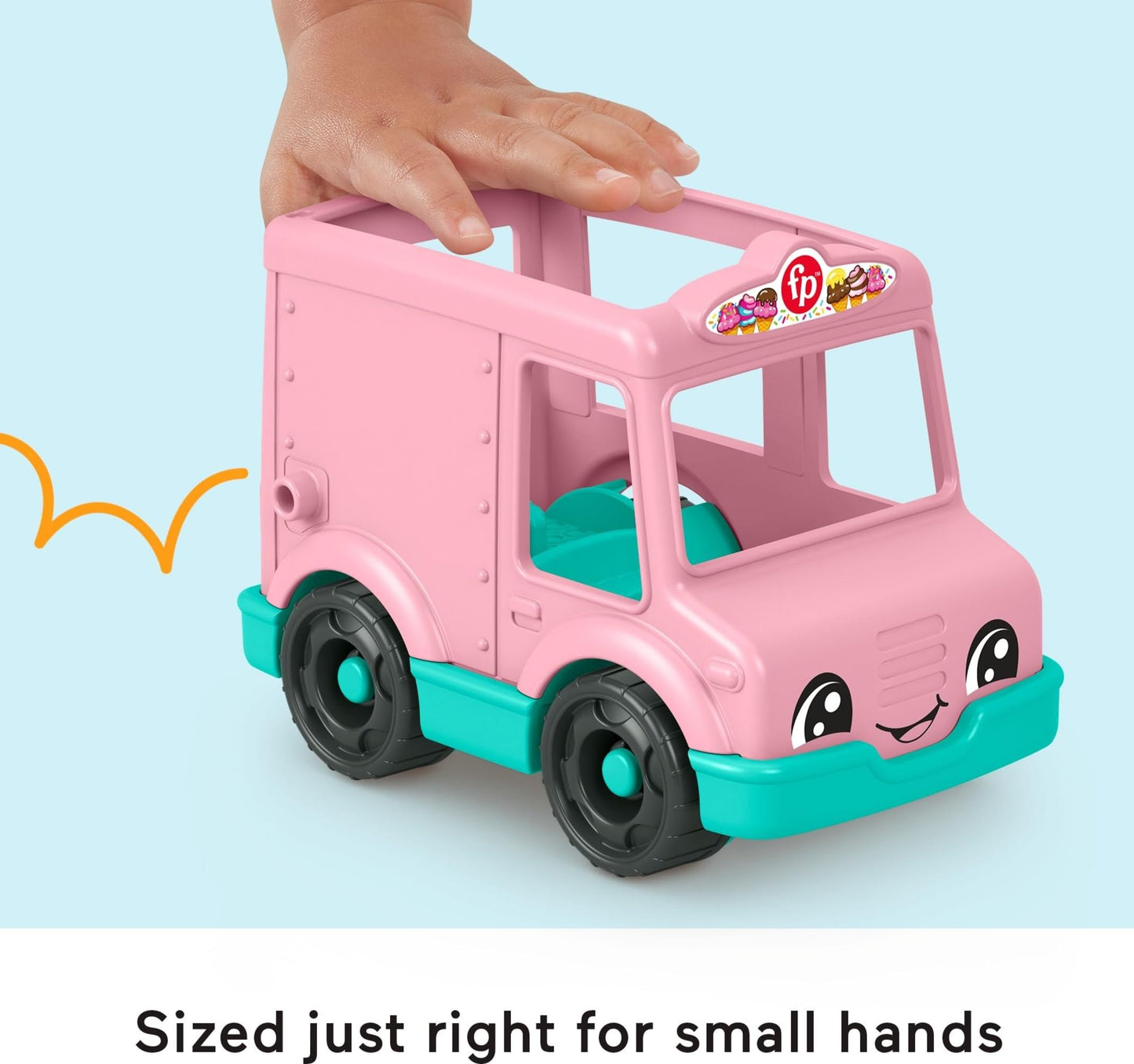 Fisher-Price Little People Toddler Toys Ice Cream Truck Push-Along Vehicle & Figure for Pretend Play Preschool Kids Ages 1+ Years