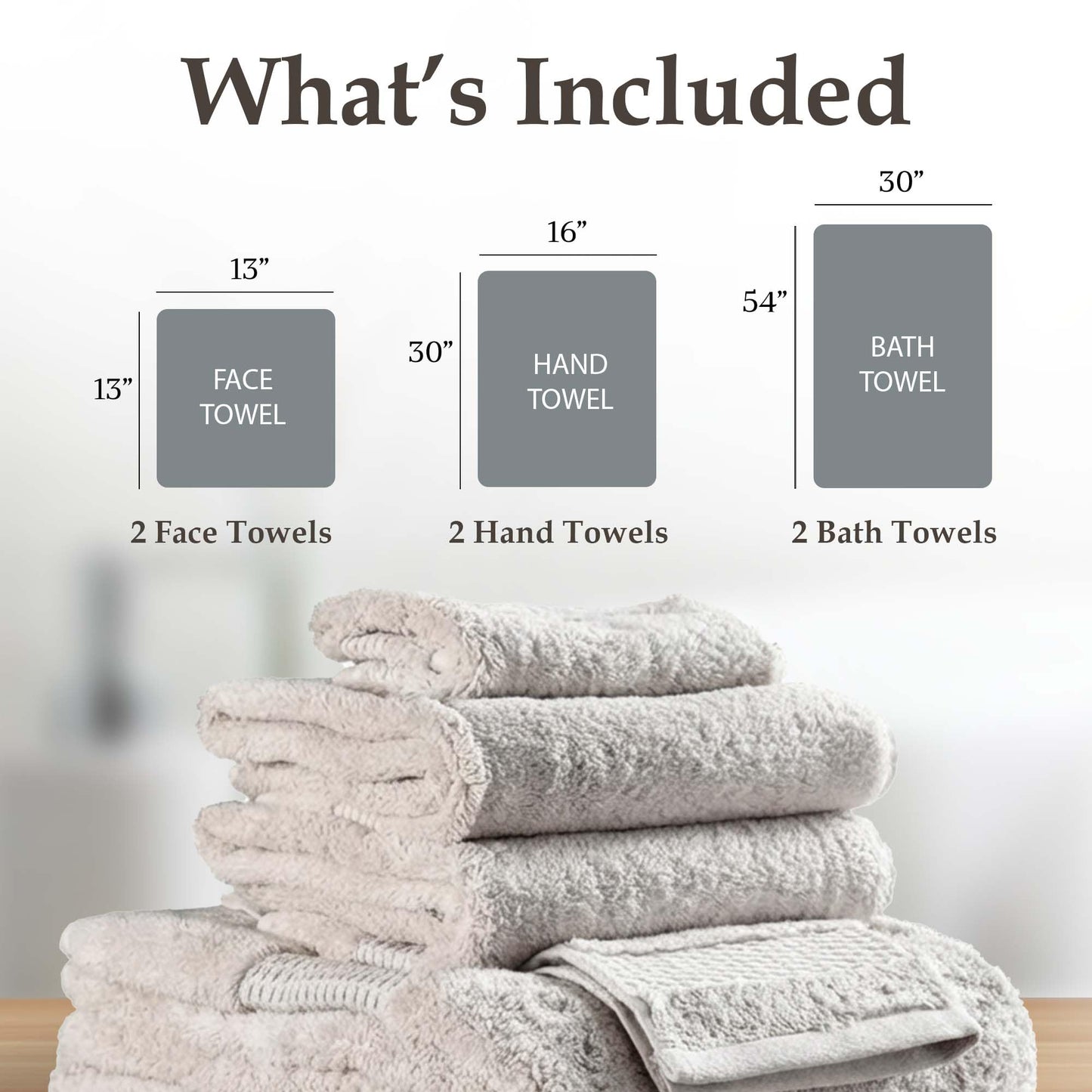 Delilah Home 100% Organic Turkish Cotton Bathroom Towels Set, 700 GSM Luxury Spa & Hotel Quality, Soft and Absorbent Bath Towel Set, 6 Pieces, 2…