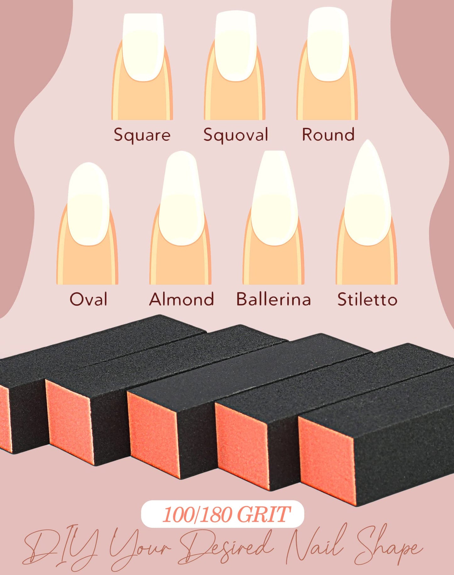 Maryton Nail Buffer Block, Medium/Fine Grit 100/180 Finishing Buffers for Acrylic Nails Gel Polish Nails, 3 Way Professional Pedicure Manicure Buffer Beauty and Personal Care MARYTON