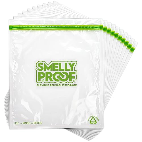 Reusable Storage Bags for Food by Smelly Proof Bags - MADE IN USA, Easy Clean, Dishwasher-Safe, BPA FREE, NO PEVA, XL 3-mil Thick Bags, Extra Large…