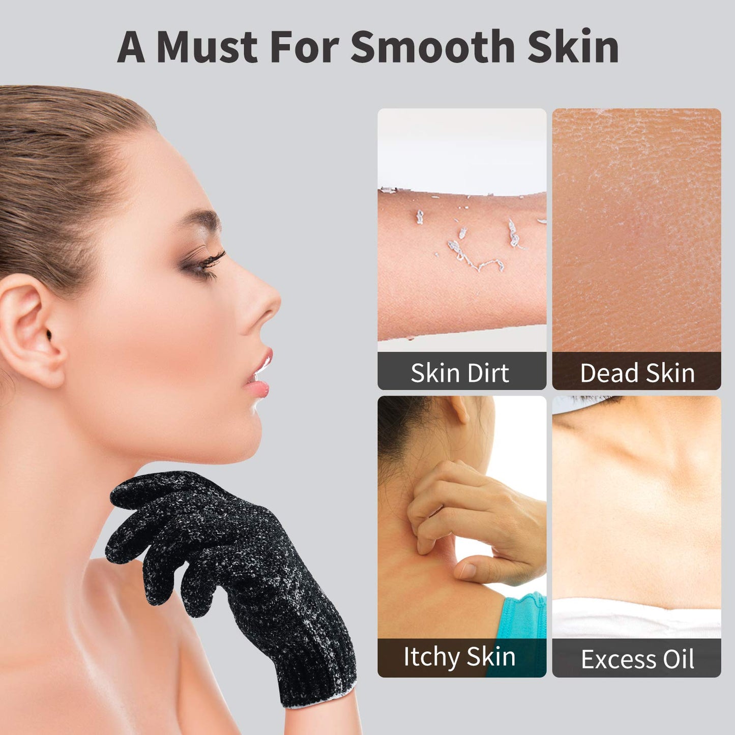 4 Pairs 8 Pcs Exfoliating Gloves for Shower - Premium Bath Gloves - Body Scrubber Gloves for Shower, Spa, Massage, Body Scrubs, Remove Dead Skin, Deep