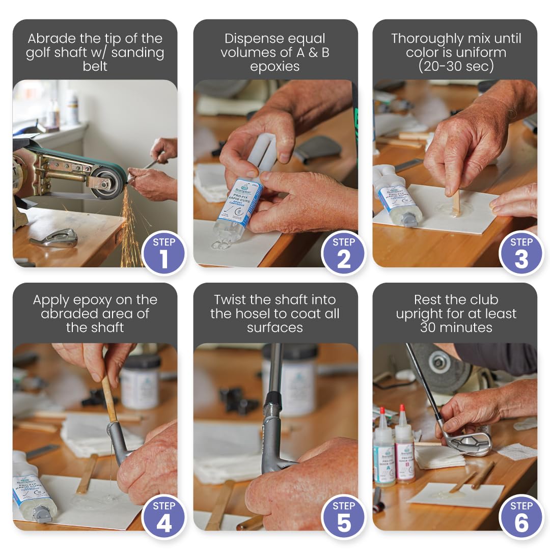 Brampton PRO-FIX Rapid Cure Golf Epoxy, 3-Min Work Life, 30-Min Repair, Impact Resistant, 2-Part Epoxy Glue Kit for Golf Clubs, Shafts, Heads…