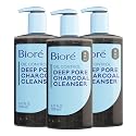 Biore Deep Pore Charcoal Face Wash, Daily Facial Cleanser for Dirt & Makeup Removal, for Oily Skin, 6.77 Oz, Pack of 3