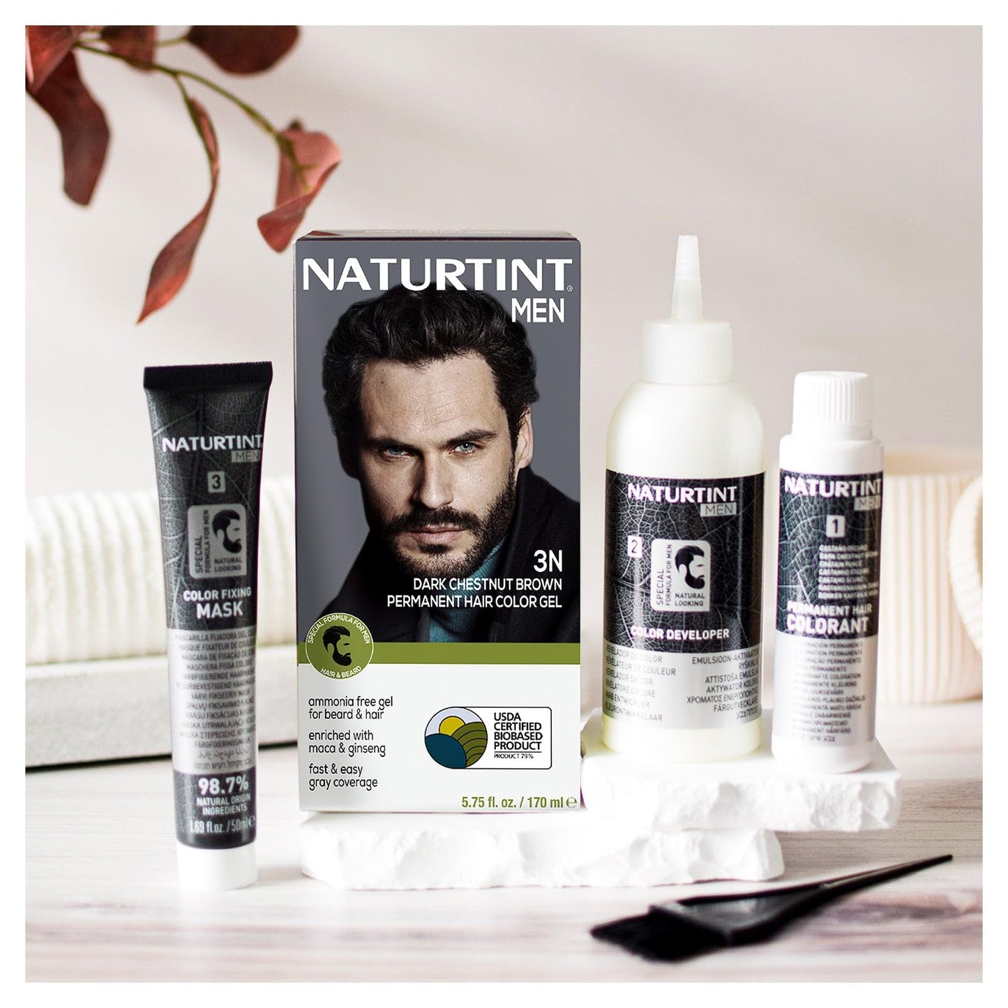 Naturtint Mens Permanent Hair Color for Hair Beard and Mustache (3N Dark Chestnut Brown)