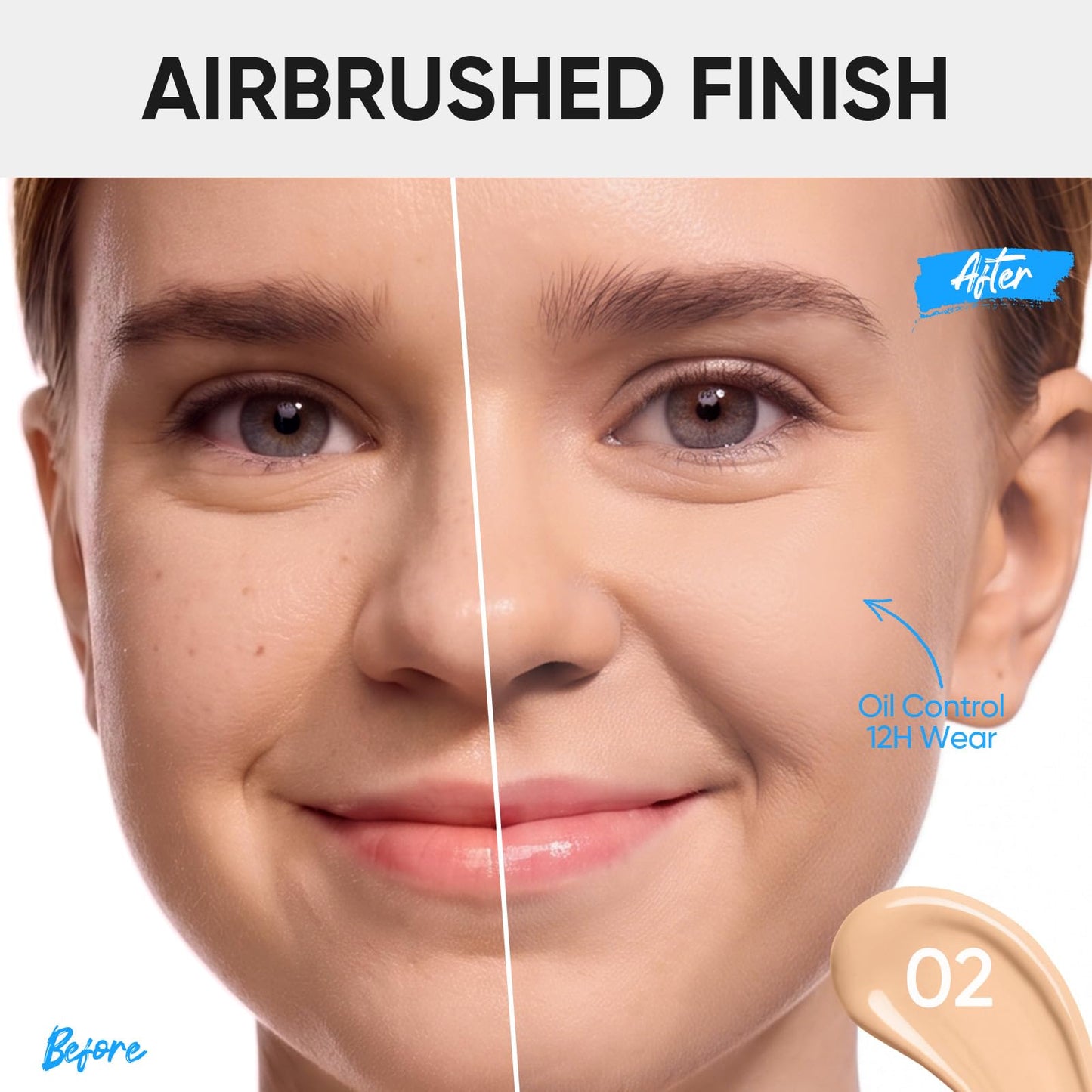 SKINTIFIC Velvet Matte Cushion Foundation Blue #02 Ivory| Full Coverage,12H Oil Control,Ideal for Oily & Combination Skin,Waterproof,Long-Lasting Beauty and Personal Care SKINTIFIC
