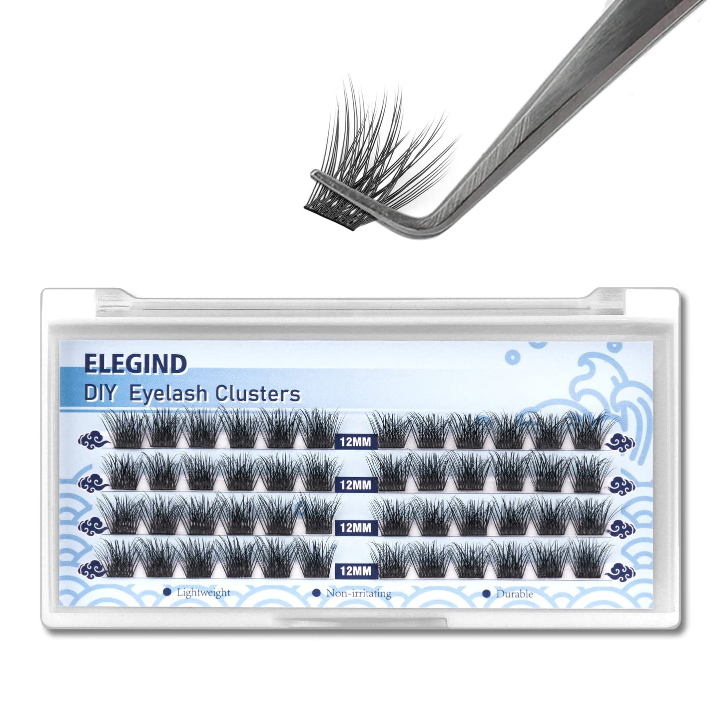 ETVITE DIY Eyelash Extension Lash Clusters Individual Lashes, 48 Clusters 3D Effect C Curl, Natural Look Reusable Soft Feather Light Volume 10mm