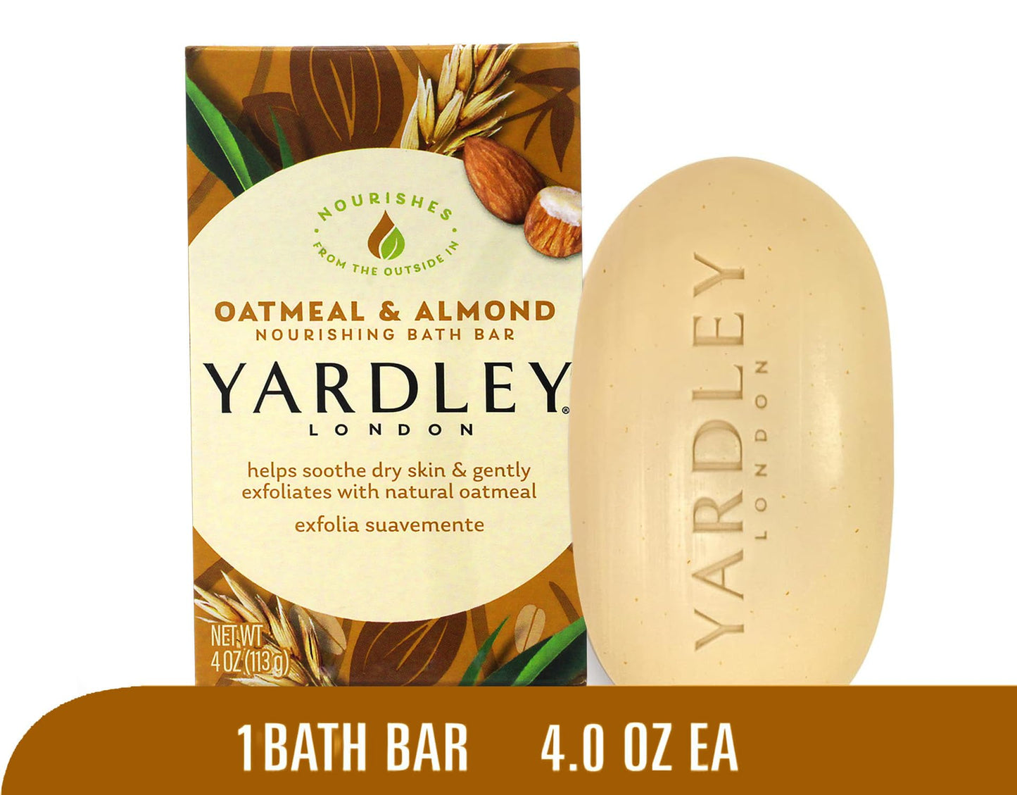 Yardley Oatmeal Almond Bath Bar 4oz - Pack of 2 Beauty & Personal Care Yardley