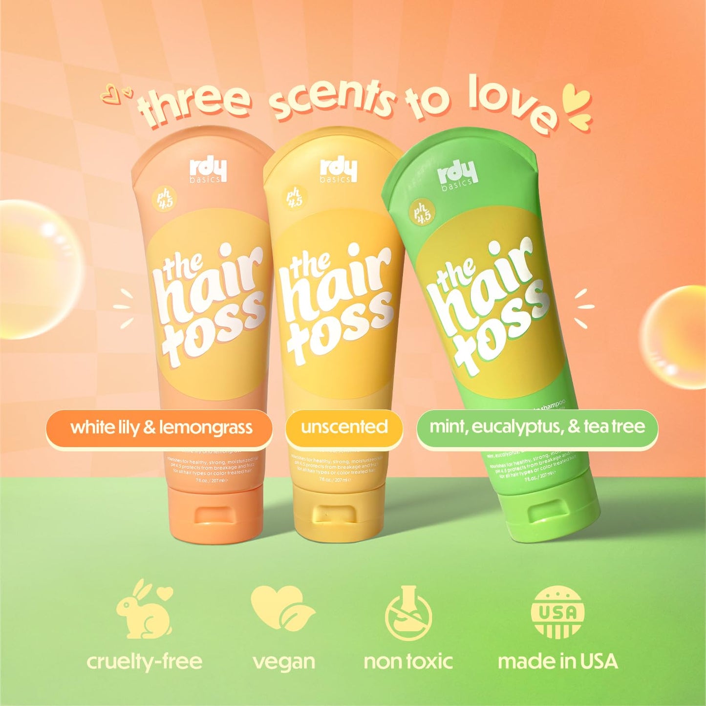 The Hair Toss Men & Women Shampoo And Conditioner Set 13.5floz/7floz - Mint - Formulated 4.5pH Moisturizing Paraben and Sulfate Free Shampoo