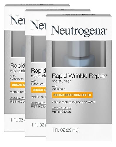 Neutrogena Rapid Wrinkle Repair Daily Face Moisturizer with SPF 30 & Hyaluronic Acid, 1 Fl. Oz. 3 Pack