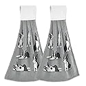 Aslsiy Boston Terrier Dog Hanging Kitchen Towels Cute Puppy Hand Tie Towel Fast Drying Dish Tea Towels for Bath Tabletop Gym Home Decor Set of 2