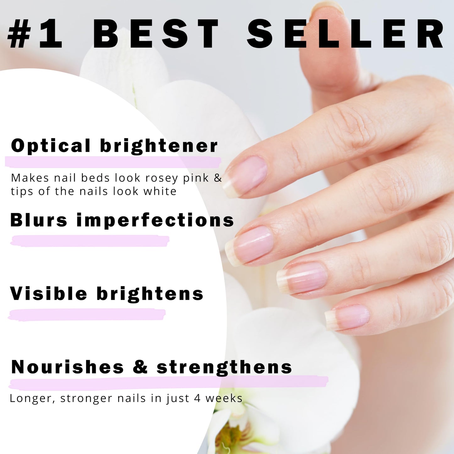Perfect Formula Pink Gel Coat - Rosey Glow Nail Strengthener & Keratin Treatment, 0.6 oz - Protein-Rich, Glossy Pink Gel Nail Polish for Damaged Nails