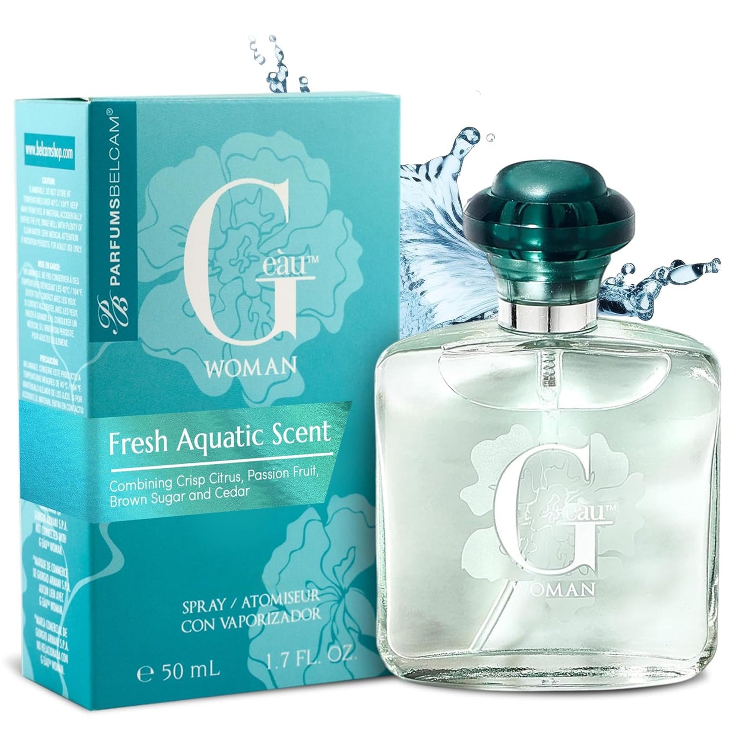 PB ParfumsBelcam G eàu Woman Eau De Parfum Spray for Women - 50 mL Affordable Long Lasting Perfume with Fresh Aquatic Fragrance & Chic Citrus Scent