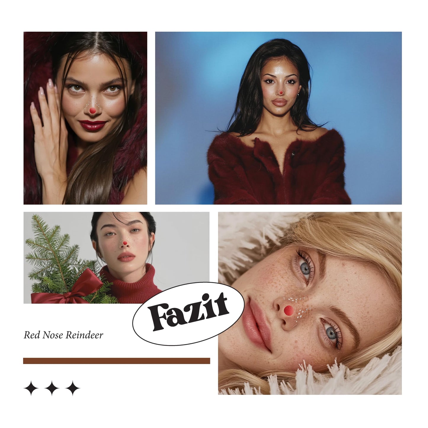 Fazit Makeup Patches - Red Nose Speckles - Glow Up Make-Up Patches - Cute Glitter Makeup Accessories for Women - Cosmetic Glitter for Face