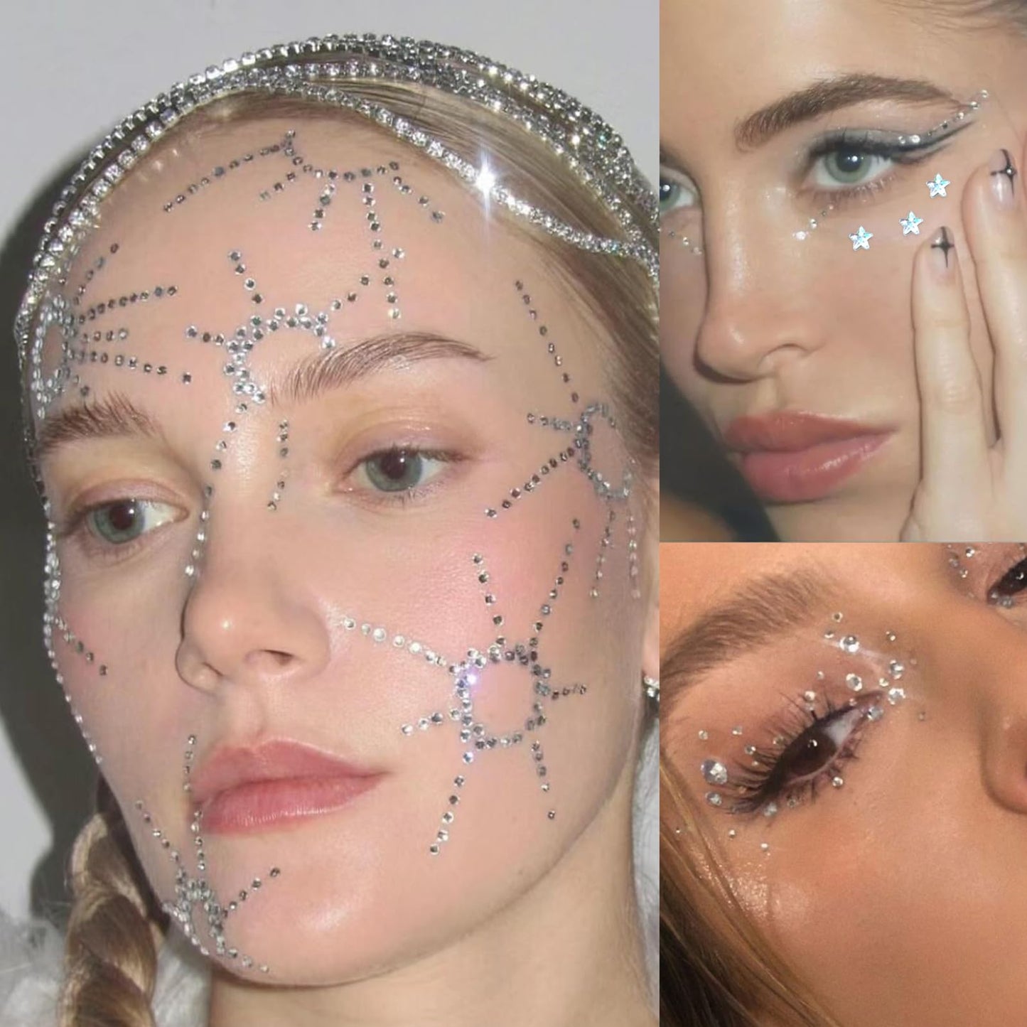 NOOEPC 660Pcs Face & Eye Gems, Self-Adhesive Rhinestones 3/4/5/6 mm DIY Face & Body Gems for Makeup & Crafts Beauty and Personal Care nooepc