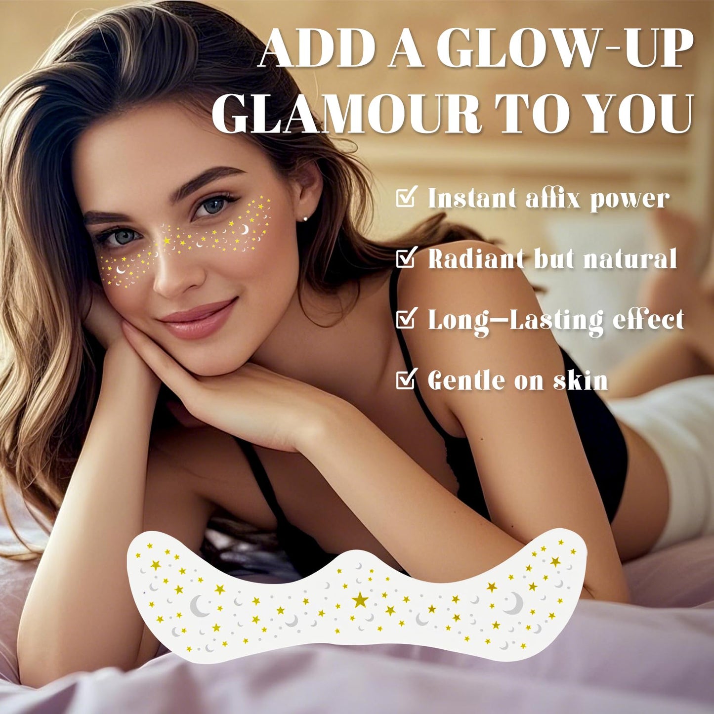 Glitter Freckles Face Tattoo, Temporary Sparkle Freckles, Waterproof & Sweatproof Face Glitter Tattoo for Party, Music Festival 6 Counts with 1