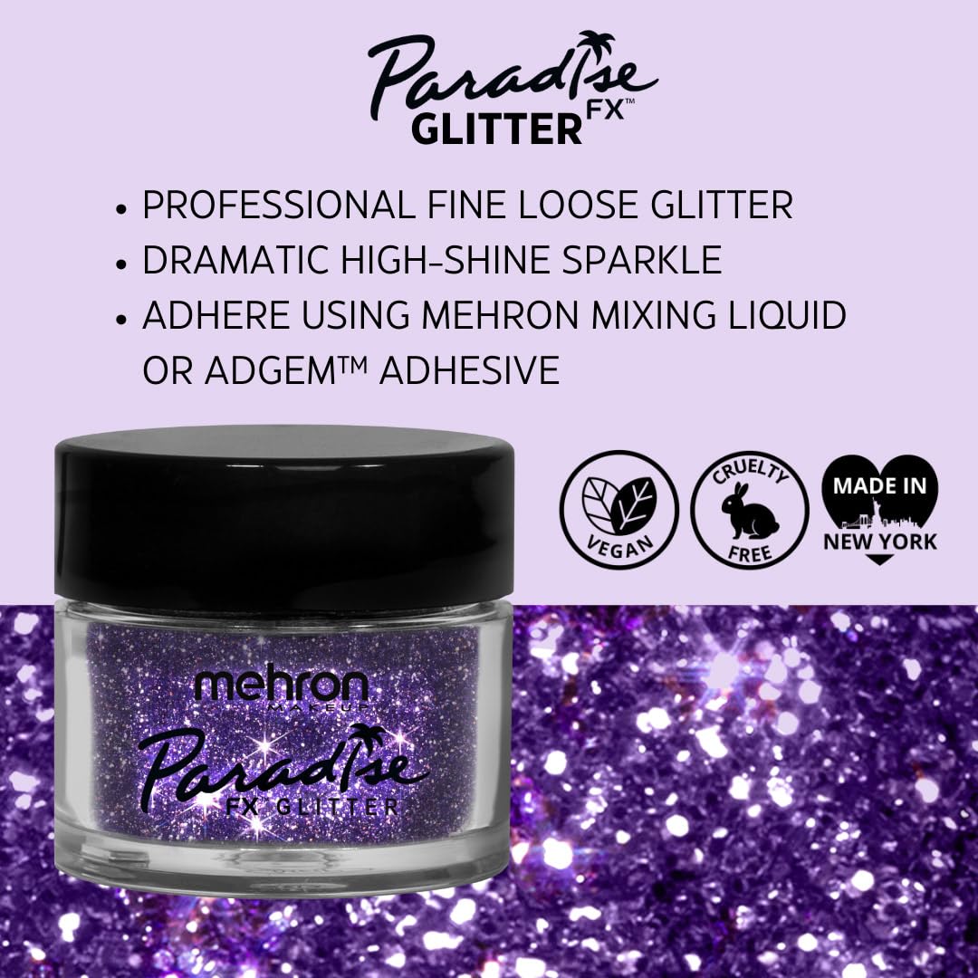 Mehron Makeup Paradise Glitter FX | Professional Cosmetic for Makeup & Art | Vibrant & Shimmering Loose Glitter .25 oz (7 g) (Pastel Lavender)