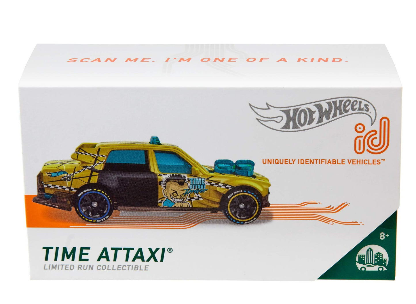 Hot Wheels Toy Car,1:64 Scale id Time Attaxi Embedded with NFC Chip Uniquely Identifiable for Kids & Collectors
