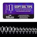 Cycullinyt 550pcs Square Soft Gel Toe Nail Tips, 11 Sizes Square Toenails Full Cover Acrylic Press on False Nail Tips No Trace for Beginners