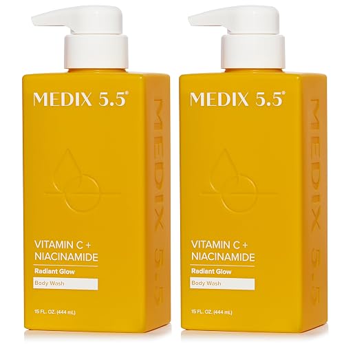 Medix 5.5 Radiant Glow Vitamin C Body Wash W/Niacinamide | Citrus Scented Gentle Body & Face Cleanser For Women, Men, Dry Skin, & Smoother-Looking