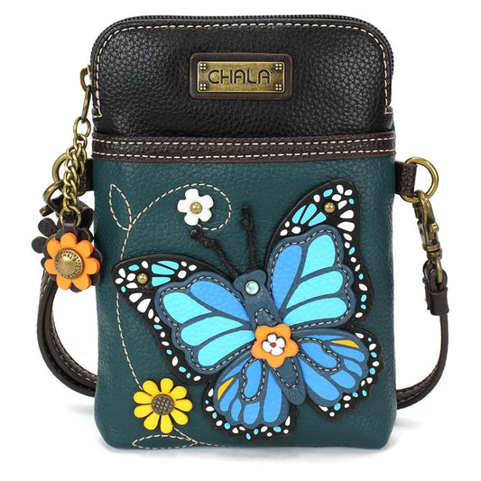 CHALA Garden Animal Collection Cell Phone Crossbody Purse-Women PU Leather/Canvas Multicolor Handbag with Adjustable Strap - Blue Butterfly… Fashion CHALA