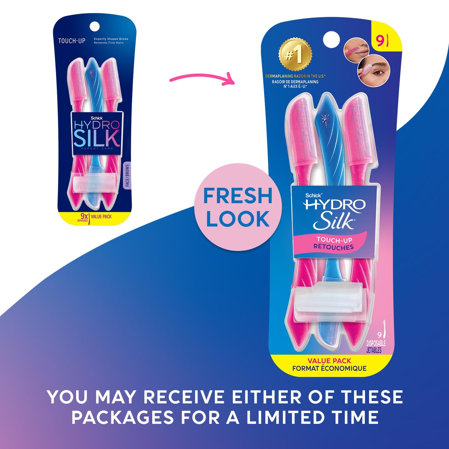 Schick Hydro Silk Touch-Up Dermaplane Razor with Precision Cover, 9ct | Dermaplaning Tool for Face, Facial Razor for Women, Eyebrow Razor, Peach Fuzz Beauty and Personal Care Schick Hydro Silk