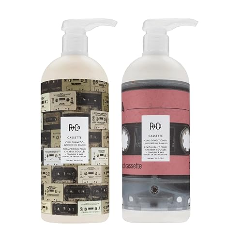 R+Co Cassette Curl Defining Shampoo and Conditioner Liter Set - Lightweight Curl Definition & Frizz Control for Natural, Bouncy Curls - Adds Shine