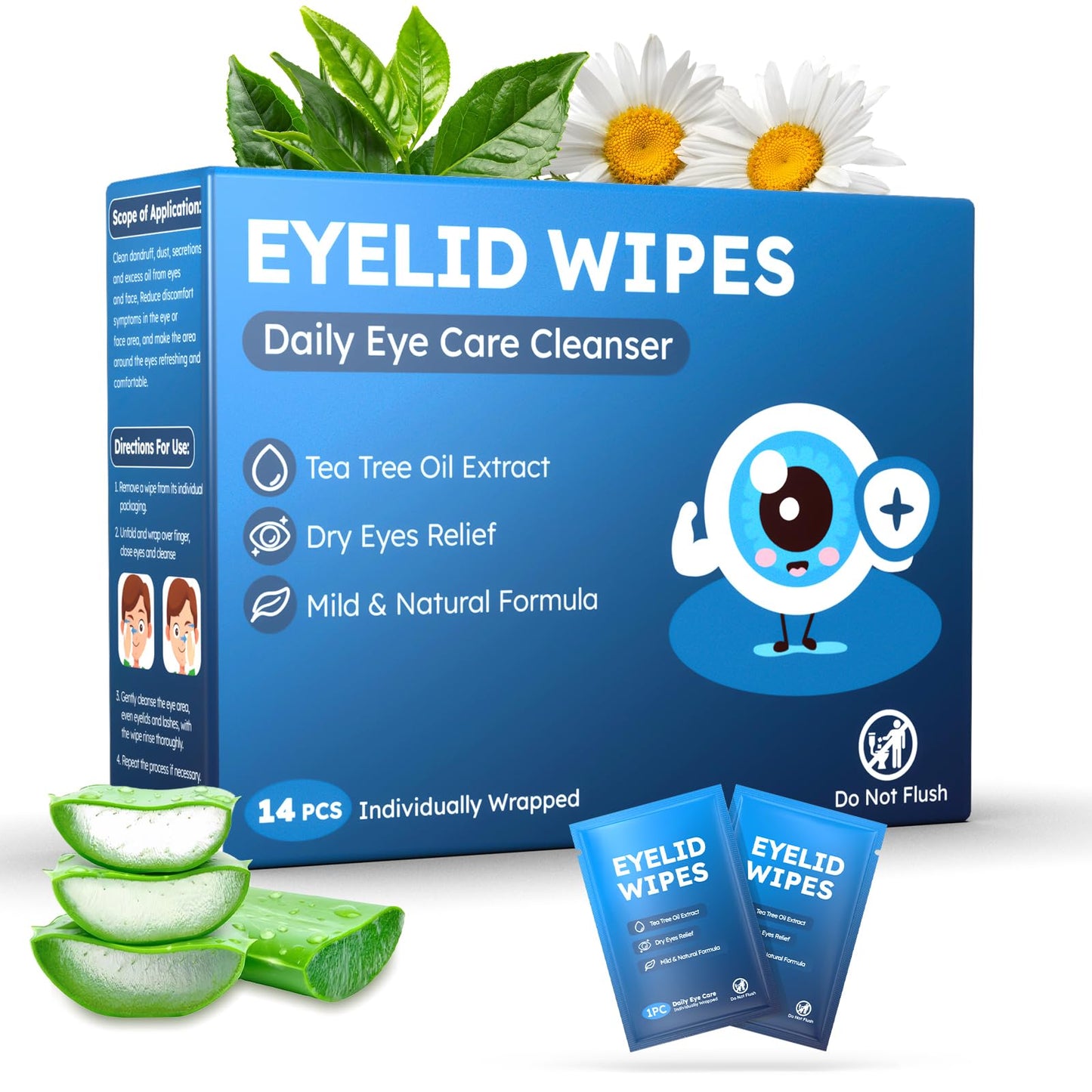 Tea Tree Oil Eyelid Wipes for Itchy & Dry Eyes, Pre-Moistened Wipes for Styes & Blepharitis, Daily Eye Cleansing Wipes, Mild Formula Soothing Beauty and Personal Care ProCIV Default Title
