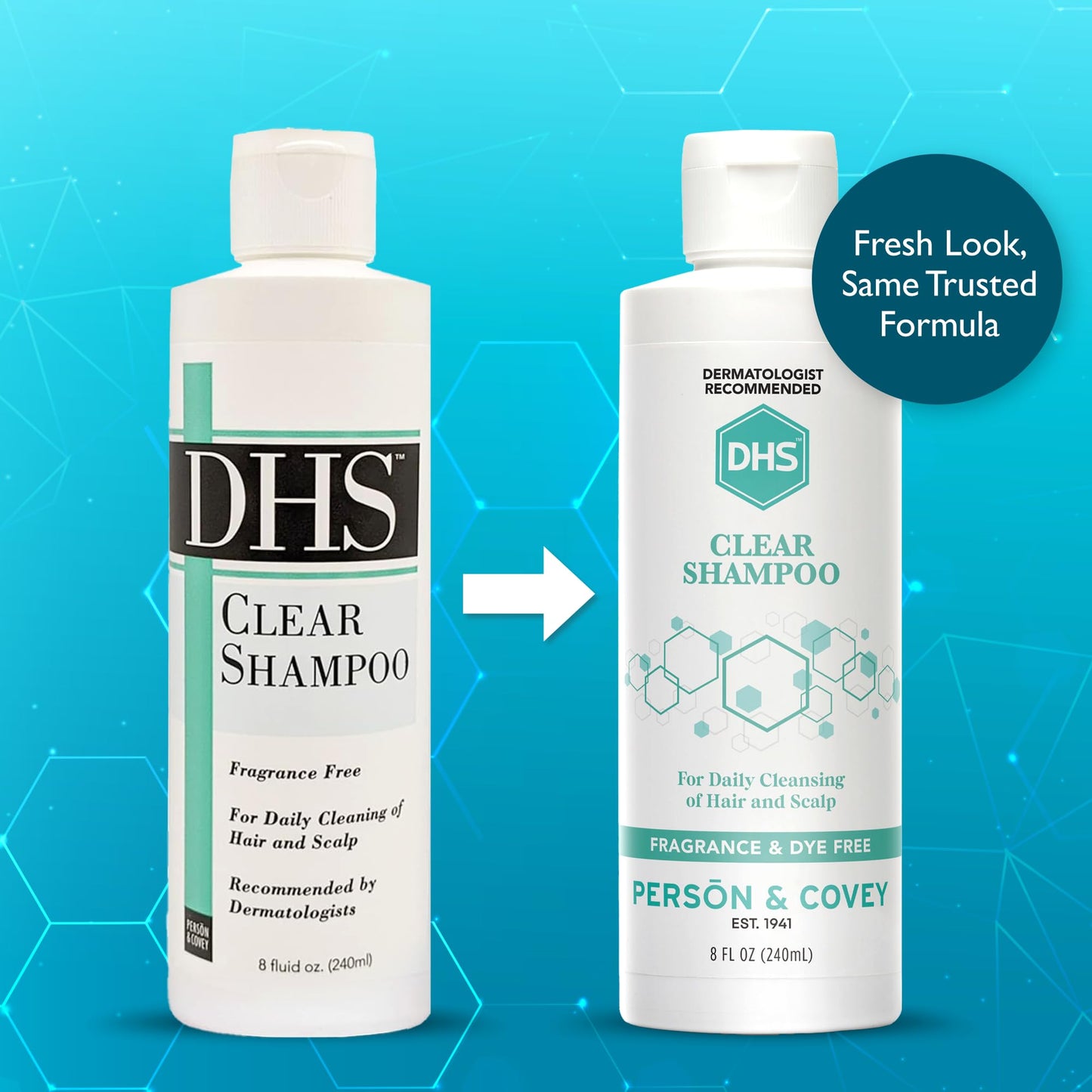 DHS Clear Shampoo - Women’s and Men’s Shampoo for Sensitive Skin/Unscented, Cleans Hair and Treats Dry Scalp/Irritant-free, Paraben-free