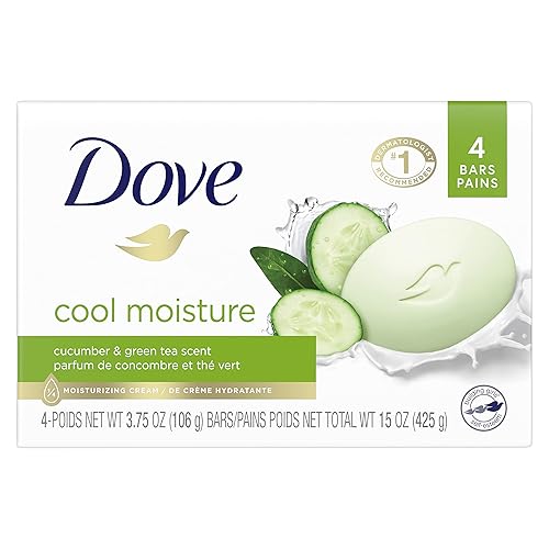 Dove Skin Care Beauty Bar For Softer Skin Cucumber and Green Tea More Moisturizing Than Bar Soap 3.75 oz, 4 Bars