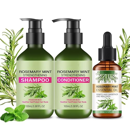 Rosemary Mint Hair Care Shampoo & Conditioner Set, Hair Growth Shampoo, Conditioner, Oil for Gentle Cleansing,Moisture Repair,Frizz Control,Shine