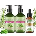 Rosemary Mint Hair Care Shampoo & Conditioner Set, Hair Growth Shampoo, Conditioner, Oil for Gentle Cleansing,Moisture Repair,Frizz Control,Shine