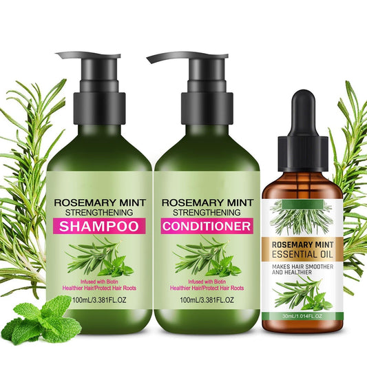 Rosemary Mint Hair Care Shampoo & Conditioner Set, Hair Growth Shampoo, Conditioner, Oil for Gentle Cleansing,Moisture Repair,Frizz Control,Shine