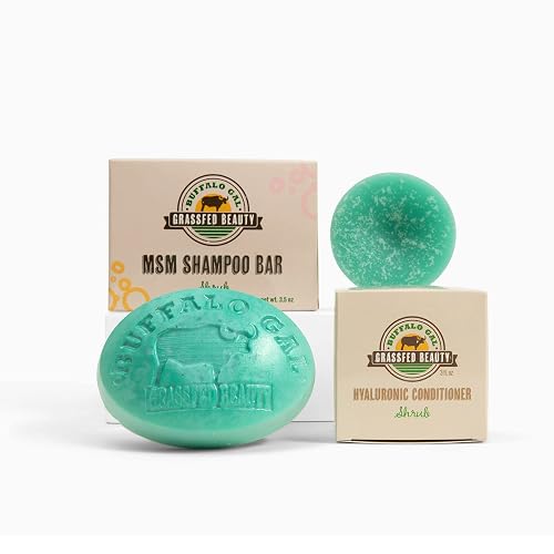 MSM and Tallow Shampoo Bar + Hyaluronic and Tallow Hair Conditioner Bar, Solid Bar Shampoo and Conditioner for Hair Growth, Non-Soap, For All Hair