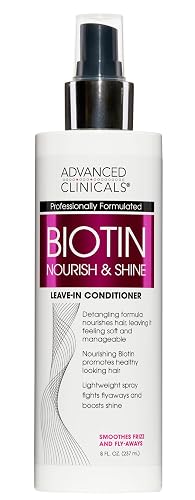 Advanced Clinicals Hair Spray Thicken & Shine Leave In Treatment, Nourishing Detangling Formula for Fine, Damaged, or Frizz Prone Hair, Supports Scalp