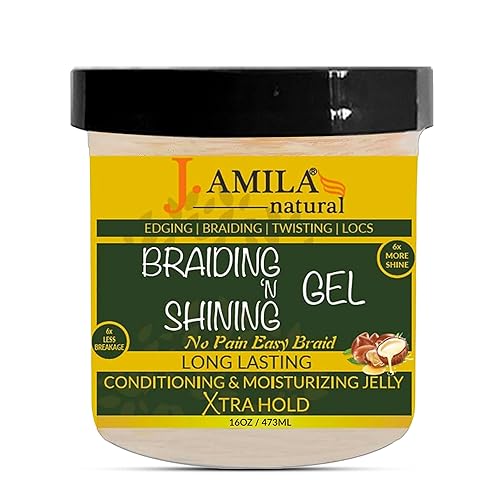 J. AMILA Natural Award-Winning Braiding & Shining Gel 16oz - Extreme Hold, Moisturizing & Conditioning for Smooth, Long-Lasting Styles