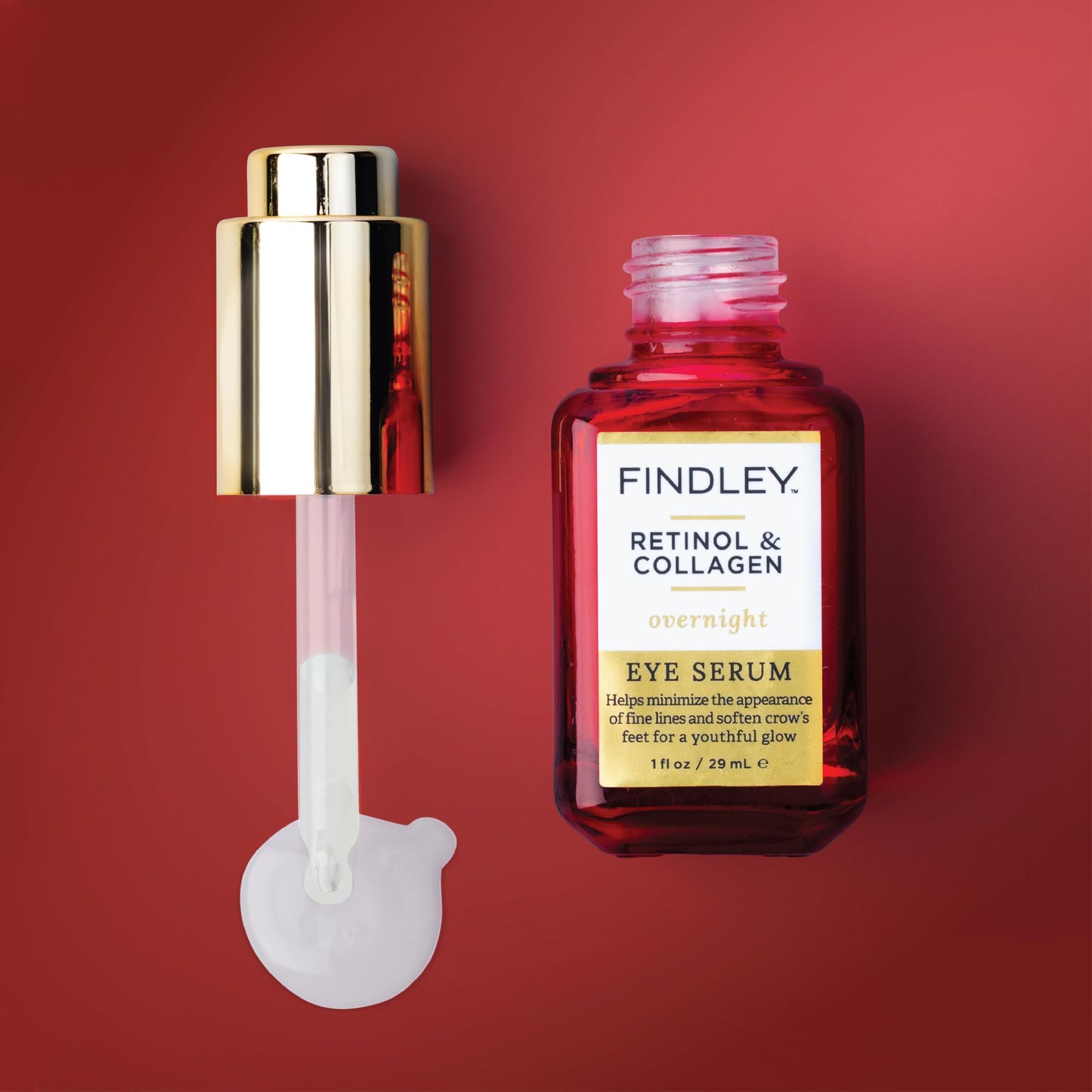 Findley Retinol & Collagen Overnight Eye Serum | Minimize Fine Lines & Soften Crow's Feet | Youthful Glow (1 Fl Oz)