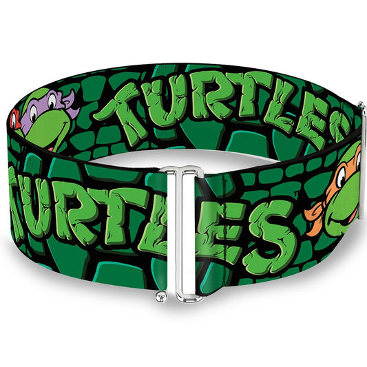 Buckle-Down Women's Cinch Belt Classic TMNT Faces Turtle Shell 28 to 52 Inch, Multicolor