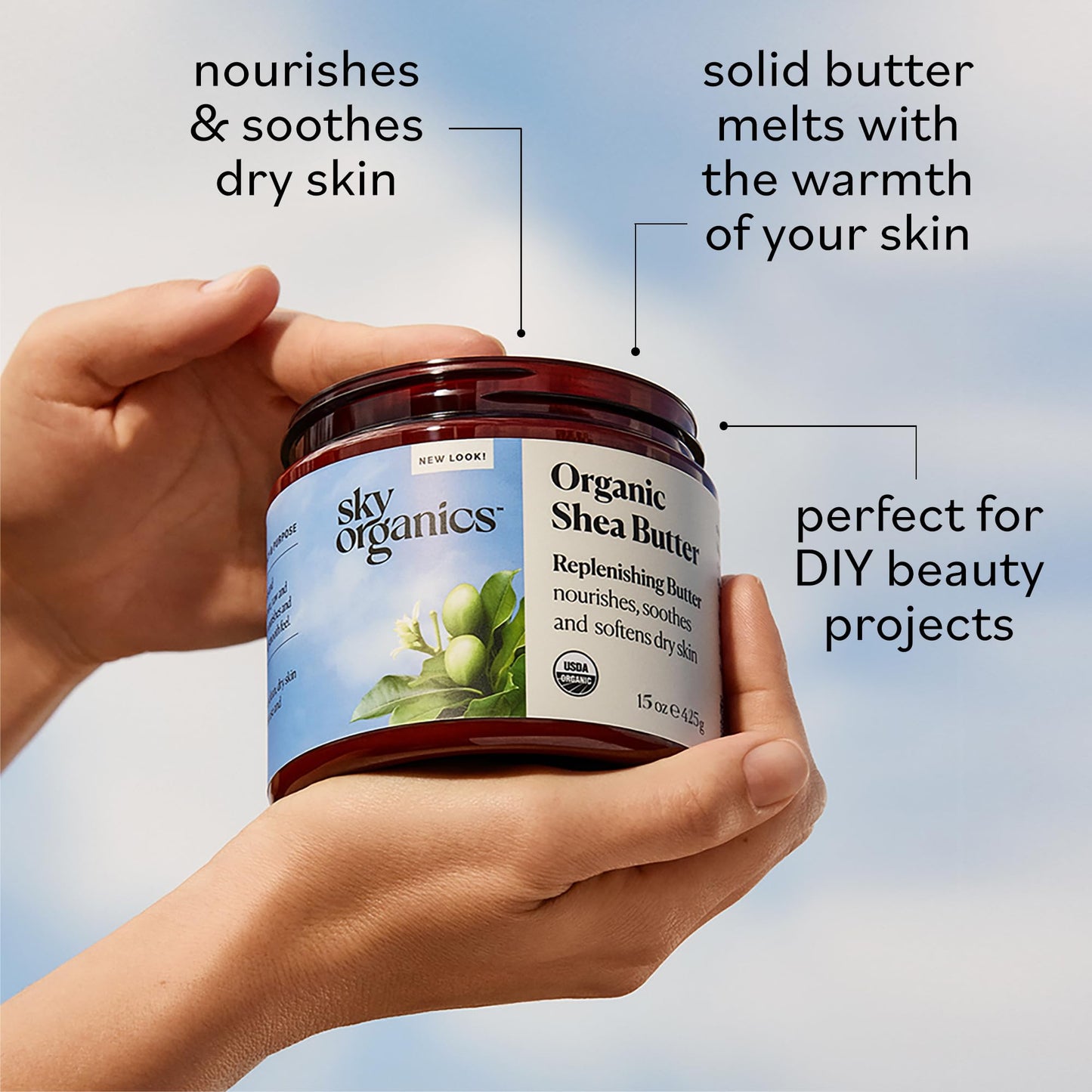 Sky Organics - Organic Shea Butter, 15 oz - Nourishes, Soothes, and Softens Dry Skin - Raw & Unrefined - Essential Fatty Acids & Antioxidants