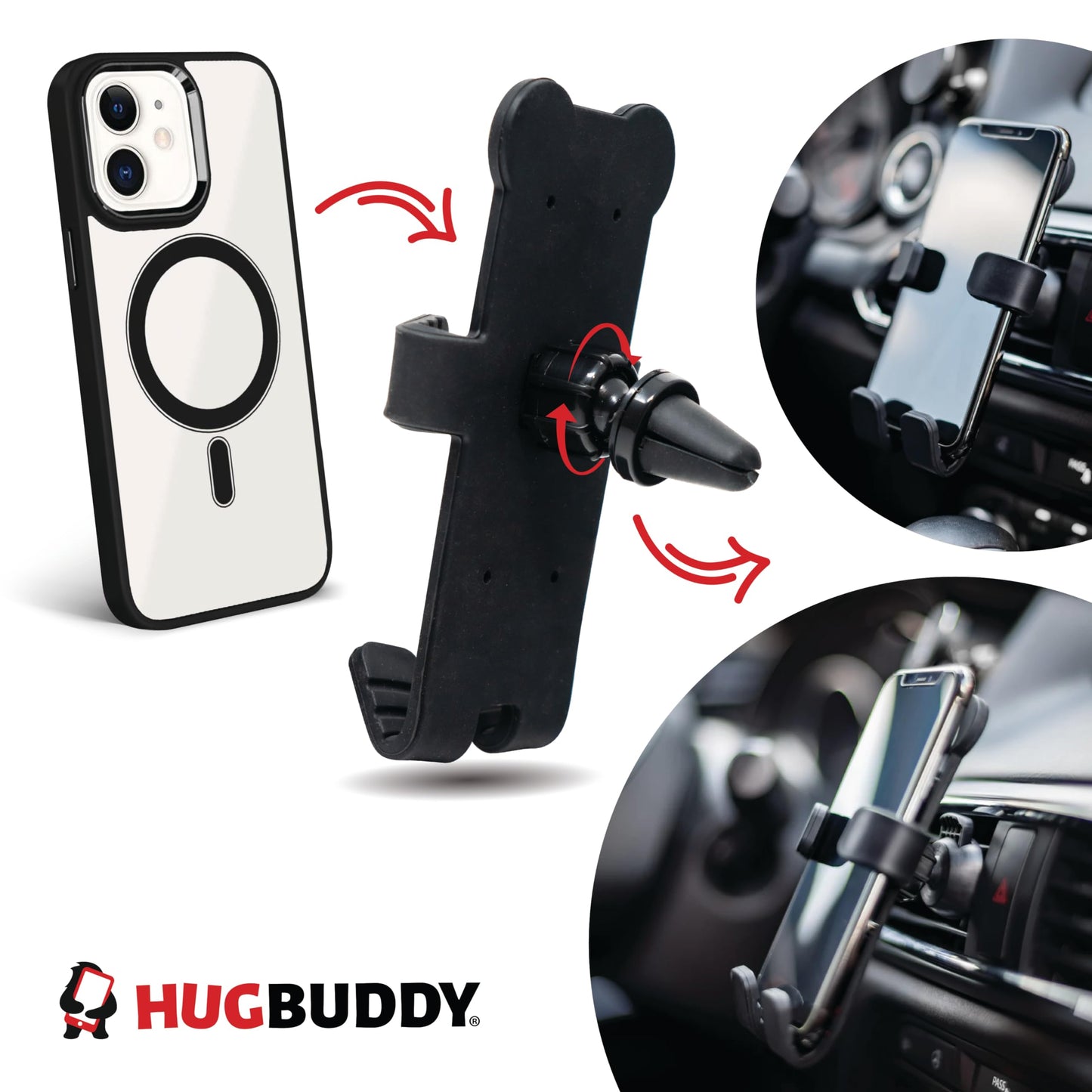 Alpena Hug Buddy Air Vent Universal Car Cell Phone Holder, Adjustable, Mount Compatible with iPhone, Samsung Galaxy, LG, Google, Nexus 5X, and Most…