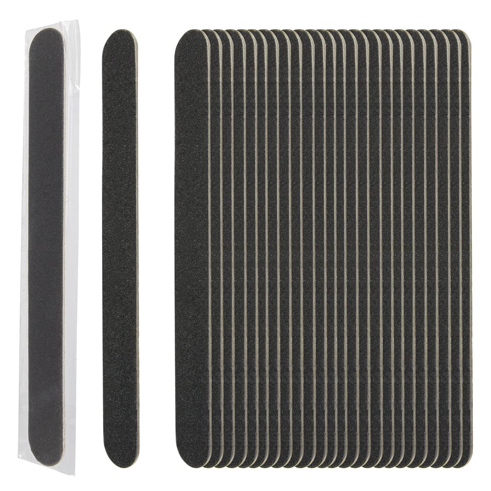 ForPro Professional Collection Wood Nail File, Black, 180/180 Grit, Double-Sided Manicure & Pedicure Nail Files, 7” L x .75“ W, Individually-Wrapped