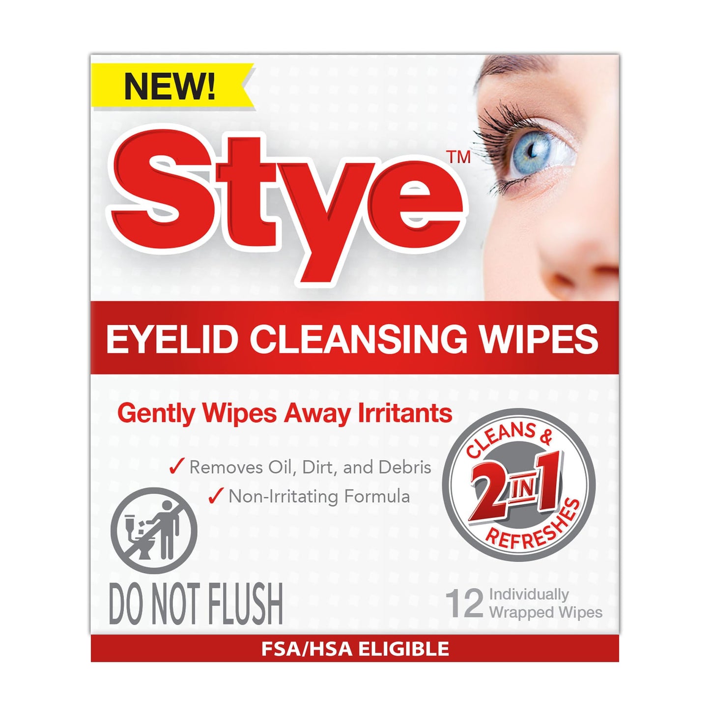 Stye Cleansing Eyelid Wipes - Individually Wrapped Face Wipes Gently Remove Oil, Dirt & Other Contaminants, 12 Count Beauty and Personal Care Stye Default Title