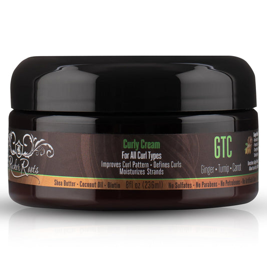 Rucker Roots GTC Curly Cream |Moisturizes Strands| Improves Curl Pattern| Defines Curls| Ginger, Turnip, Carrot Root Oils| All Curl Types