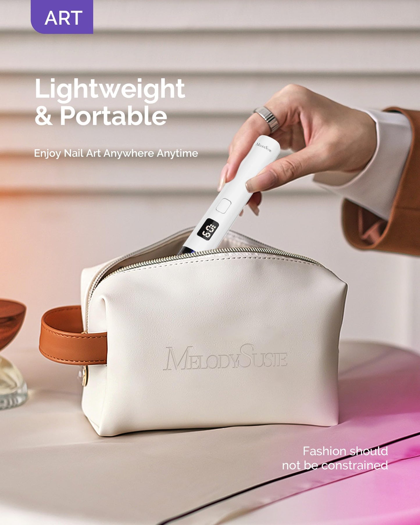 MelodySusie Handheld Cordless UV Nail Lamp with LCD Display & Eye-Protection Cover, P-Art01R Rechargeable Mini UV LED Light Flash Cures All Soft Gels Beauty and Personal Care MelodySusie