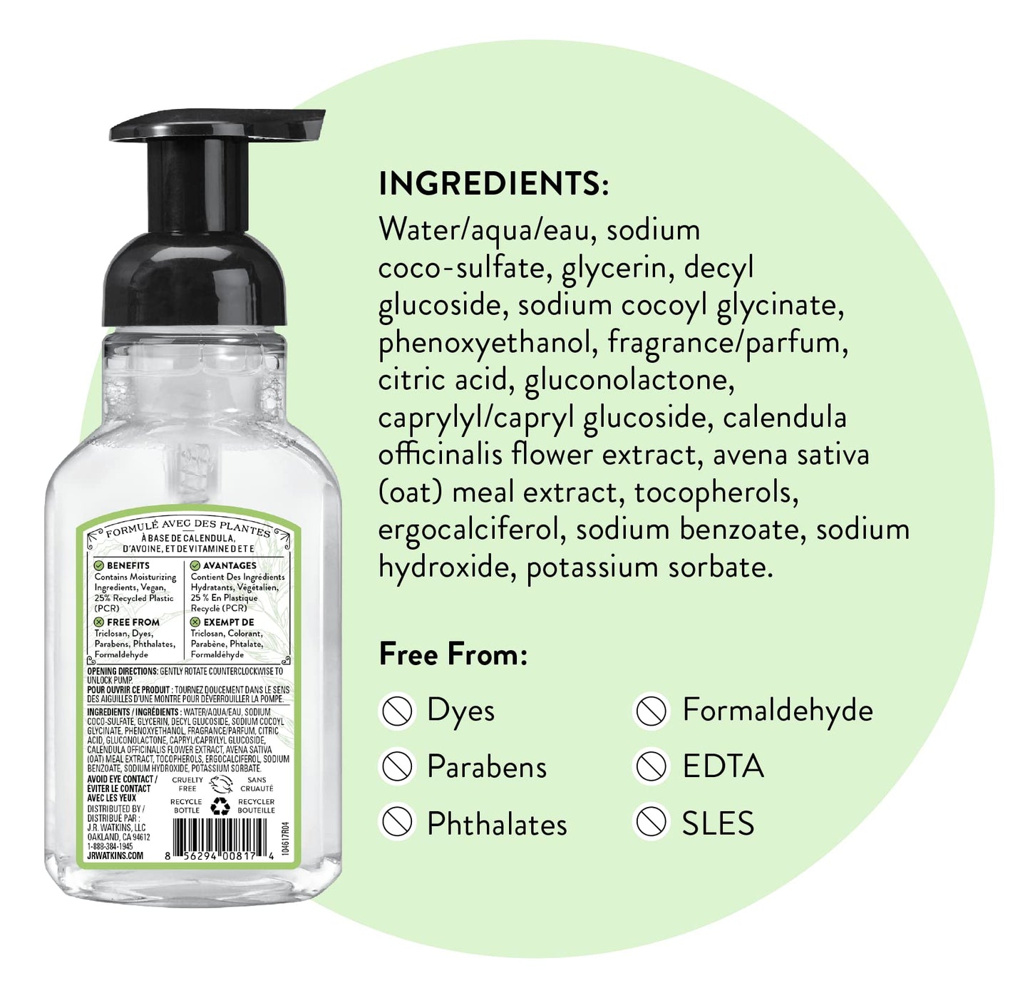 Watkins 20623 9 oz Aloe & Green Tea Scent Foaming Hand Soap
