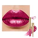 Depuplum Plum Metallic Lipstick and Lip Liner Combo Makeup 2-in-1 Shimmer Glitter Lipsticks for Women Metallic Lip Gloss Stain Burgundy Long Lasting